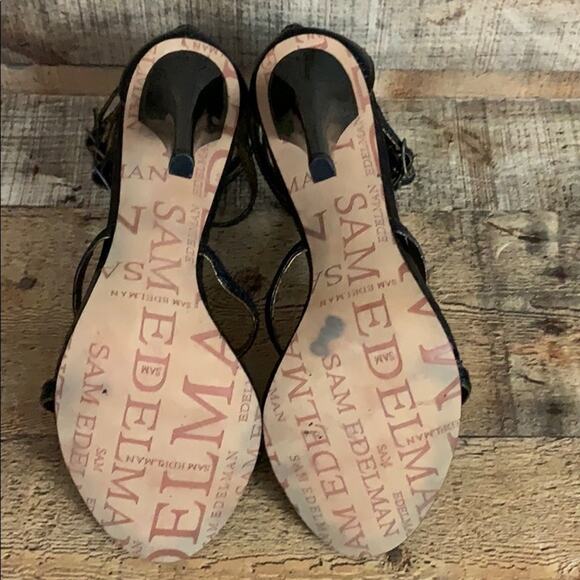 Sam Edelman Nilla Ankle Strap Heels Black Gold Studs Size 7 - Picture 8 of 10